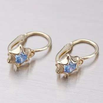 Náušnice Dětské náušničky žluté zlato 585 zirkon hvězdičky 52DN-2159ZM