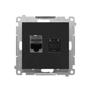 Elektrická zásuvka SIMON T62.01/149 Zásuvka datová 2 násobná RJ45 kat. 6 s protiprachovou clonou (přístroj s krytem) bí