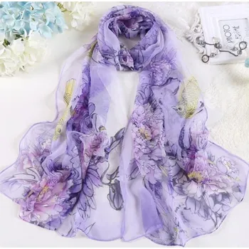 Šátek Hedvábný dámský šifónový (georgette) šátek 50x160 cm Barva: nachová