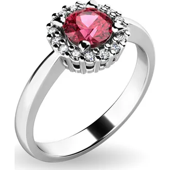 Prsten Dámský prsten bílé zlato 585/1000 přírodní diamant 0.50 ct G/SI turmalínem a brilianty 10924-B-TUR velikost 56