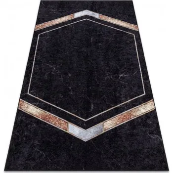 Koberec Makro Abra Kusový koberec pratelný MIRO 52025.802 Moderní Geometrický protiskluzový černý Rozměr: 80x150 cm