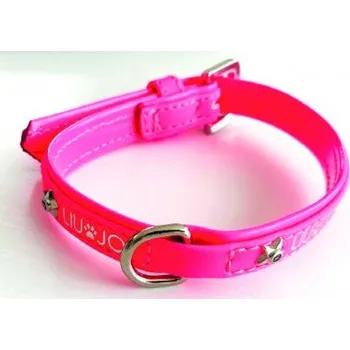 Obojek pro psa LIU JO Fluoreskující obojek z eco kůže šířka 2 cm obvod krku 34-39 cm růžová světlá vel. L