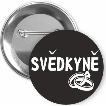 ON-DESIGN Placka s motivem Svědkyně 32 mm Barva: černá, Barva potisku: bílá, Typ buttonu: špendlík