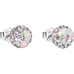 Stříbrné náušnice pecka s krystaly Swarovski růžové kulaté 31136.3