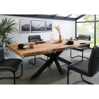 Jídelní stůl Jídelní stůl Palisandr 240x100x77 přírodní pískovaný / křížový rám antracit matný METALL 5