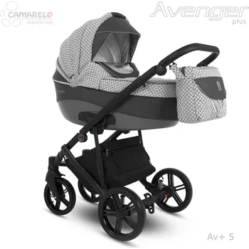 Kočárek Dětský kočárek Camarelo Avenger Plus, Av+5 Šedo-šedý+kostky