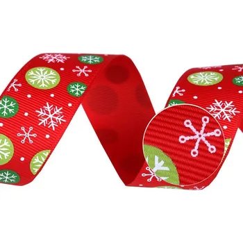 Stuha Vánoční rypsová stuha šíře 25 mm 2 červená vločka