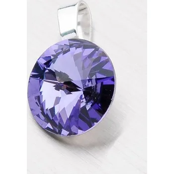 Přívěsek Dámský přívěsek stříbro 925 krystaly fialovým 12 mm fialové kameny D113TF-JK