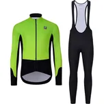 HOLOKOLO Cyklistická zimní bunda a kalhoty - CLASSIC - černá/světle zelená