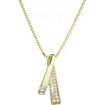 Náhrdelník Pozlacený stříbrný náhrdelník stuha se zirkony 12054.1