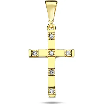 Přívěsek Lillian Vassago Zlatý přívěsek křížek se zirkony LLV98-GP084Y