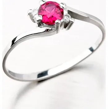 Šperk Dámský prsten bílé zlato 585 zirkon červeným červené kameny 356-0106-04 velikost 51