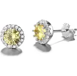 Majya Stříbrné náušnice LESLIE žlutý zirkon Ag/; ≤1,86 g 10182