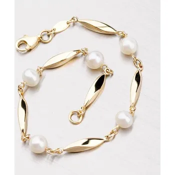 Náramek Dámský náramek žluté zlato 585 perly 44-1711 délka 17 cm