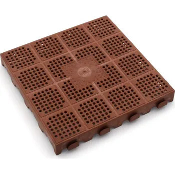 Venkovní dlažba Hnědá plastová děrovaná terasová dlažba Linea Combi - 39 x 39 x 4,8 cm