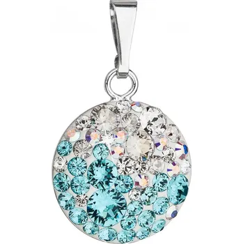Přívěsek Stříbrný přívěsek s krystaly Swarovski modrý kulatý 34225.3 light turquoise