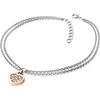 Oblečení a móda Dámský náramek přírodní diamant 0.096 ct G/SI bílé zlato s růžovým srdce 10881-NR02-BCV délka 20 cm