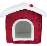 Xmas plyšová jeskyňka NEVIO, 35 x 45 x 38 cm, bílá/červená