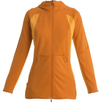 Dámská mikina ICEBREAKER Wmns Merino Quantum ZoneKnit LS Zip Hoodie, Earth/Solar velikost: XS