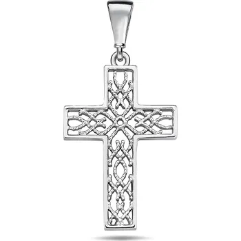 Přívěsek Lillian Vassago Zdobený přívěsek křížek v bílém zlatě LLV98-GP102W