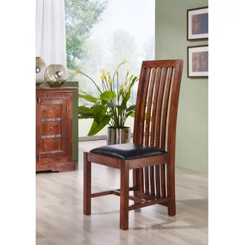 Koloniální čalouněná židle, masivní akátový nábytek, černá ZENO CAMBRIDGE