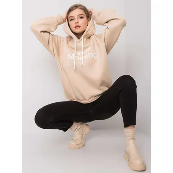 Dámská mikina Dámská béžová zateplená mikina s kapucí FPrice, L/XL i523_2016103046430