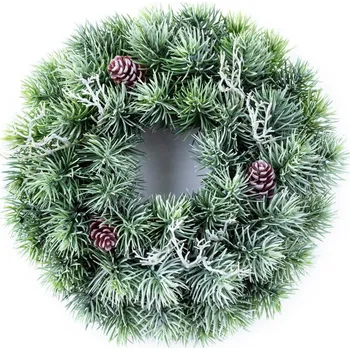 umělá květina decoDoma Umělý věnec chvojí ojíněný, pr. 30 cm