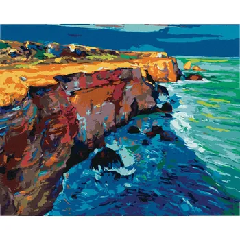 Dětské zboží Diamondi Diamantové malování - VLNY NARÁŽEJÍCÍ DO SKAL Rozměr: 40x50 cm, Rámování: bez rámu a bez vypnutí plátna