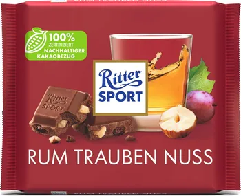 Čokoláda Ritter Sport Mléčná čokoláda s rumem, rozinkami a oříšky 100 g