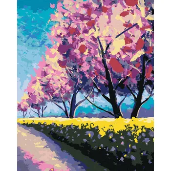 Hračka Diamondi Diamantové malování - SAKURY VE SLUNNÉM PARKU Rozměr: 40x50 cm, Rámování: bez rámu a bez vypnutí plátna