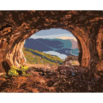 Diamondi Diamantové malování - VÝHLED Z JESKYNĚ Rozměr: 40x50 cm, Rámování: bez rámu a bez vypnutí plátna