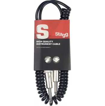 Příslušenství ke zvukové technice Stagg SGCC6 DL, spirálový nástrojový kabel jack/jack, 6 m
