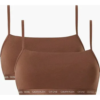 Podprsenka Dámská bralettka 2 pack 000QF6040E - W5K - Hnědá - Calvin Klein hnědá M