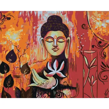 Hračka Diamondi Diamantové malování - BUDDHA NA ČERVENÉM POZADÍ II Rozměr: 40x50 cm, Rámování: vypnuté plátno na rám