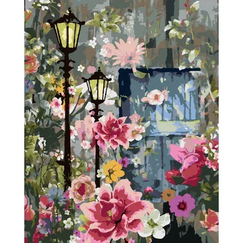 Hračka Diamondi Diamantové malování - JARNÍ KVĚTINY NA ULICI Rozměr: 40x50 cm, Rámování: bez rámu a bez vypnutí plátna