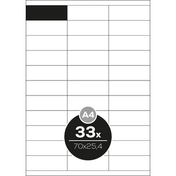 Speciální papír Etikety Top Stick A4/100 ks, 70x25,4 mm - 33 etiket, bílé