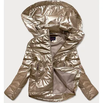 Dámská cargo bunda Lesklá dámská oversize bunda v barvě kapučíno B08E29 6&8 Fashion, odstíny hnědé S (36) i392_17276-46