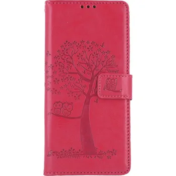 Pouzdro na mobilní telefon Pouzdro Samsung A14 5G knížkové Tmavě růžový strom sovičky (kryt neboli obal na Samsung A14 5G)