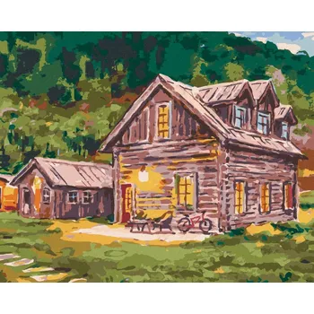 Hračka Diamondi Diamantové malování - SRUBY V LESE Rozměr: 40x50 cm, Rámování: bez rámu a bez vypnutí plátna