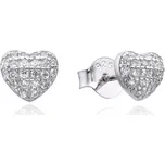 NUBIS® Stříbrné náušnice srdce se zirkony - NB-3844