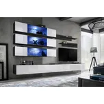 Asm Obývací stěna FLY J3, černá matná/bílý lesk