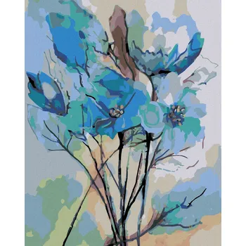 Diamondi Diamantové malování - ABSTRAKCE MODRÝCH KVĚTIN Rozměr: 40x50 cm, Rámování: bez rámu a bez vypnutí plátna