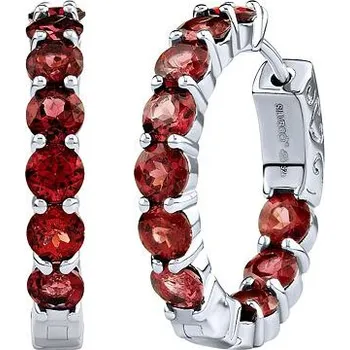 Náušnice Luxusní stříbrné náušnice kruhy s pravými granáty JJJ02722EGR