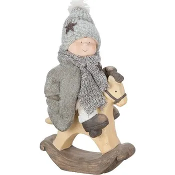 Vánoční dekorace Vánoční dekorace chlapec na koníkovi 1ks, 30x17x46cm