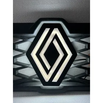 Znak automobilu Nerezové podsvícené logo Renault Master 14,5x11,4cm, Studená bílá 12V