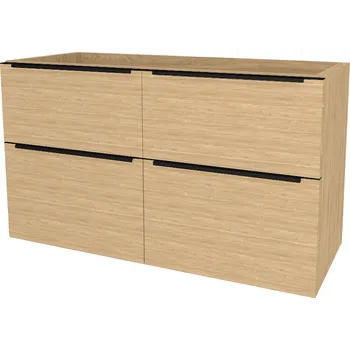 Koupelnový nábytek Mailo, koupelnová skříňka 121 cm, černé madlo, Multidecor, Dub olejovaný