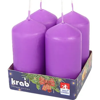 Svíčka Svíčka adventní válec 40x80 mm - fialová (4ks)
