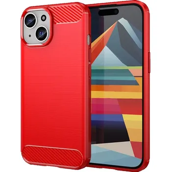 Pouzdro na mobilní telefon Carbon odolný gelový obal na iPhone 15 Plus - červený