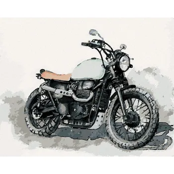 Hračka Diamondi Diamantové malování - MOTORKA NA ŠEDÉM POZADÍ Rozměr: 40x50 cm, Rámování: bez rámu a bez vypnutí plátna