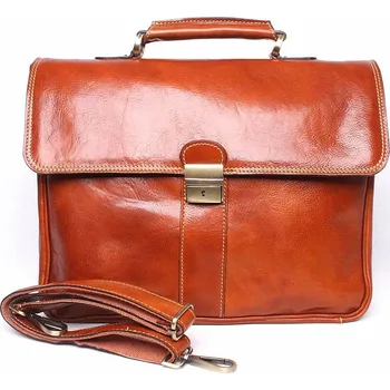 Kabelka Velká hnědá hladká kožená aktovka no. 776